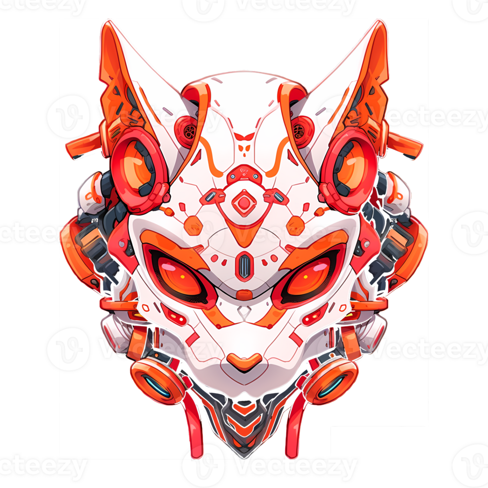 AI generated Futuristic Kitsune robot png