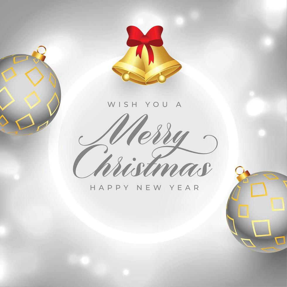 shiny merry christmas festival grey background with bauble design vector