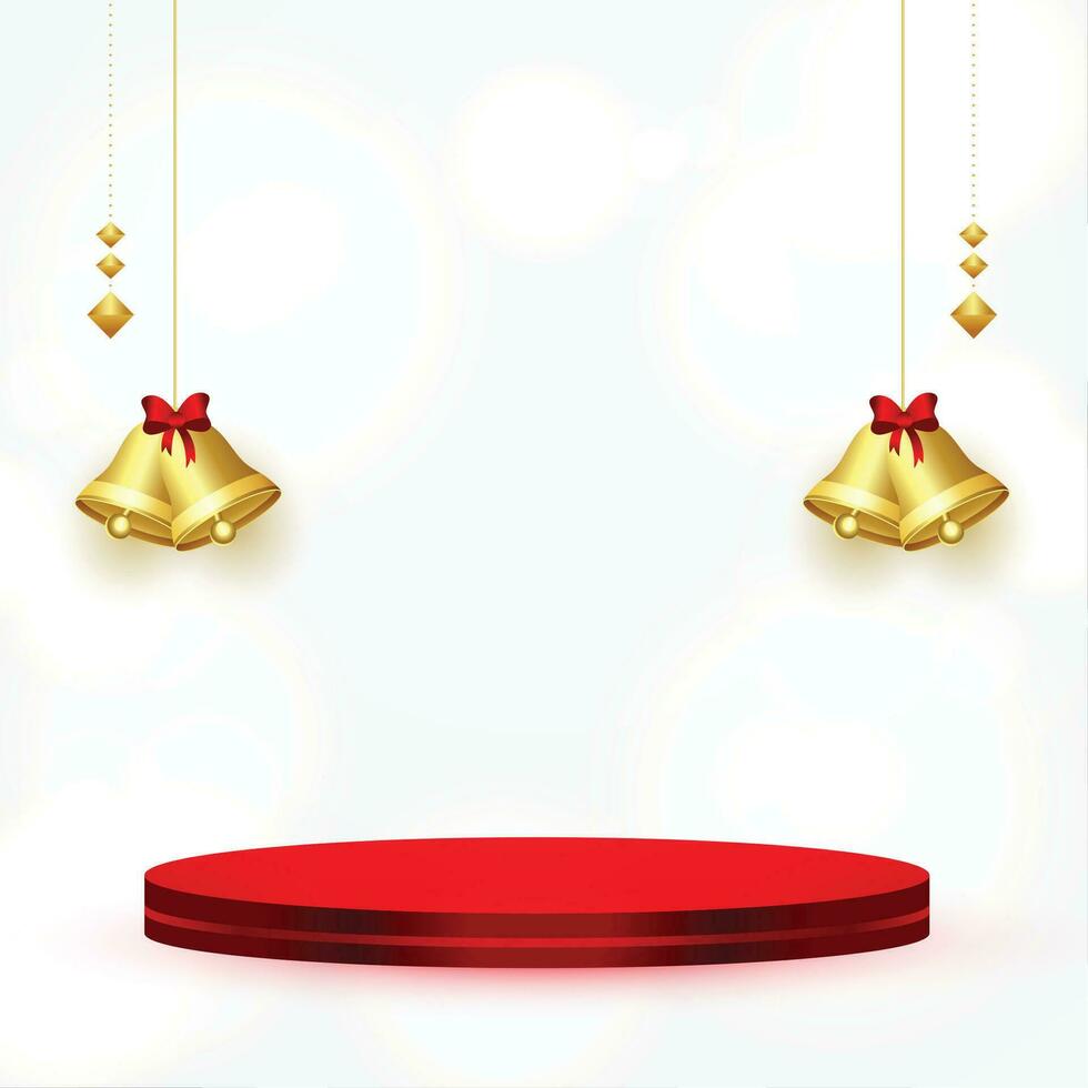3d podium design with isolated jingle for merry christmas vector