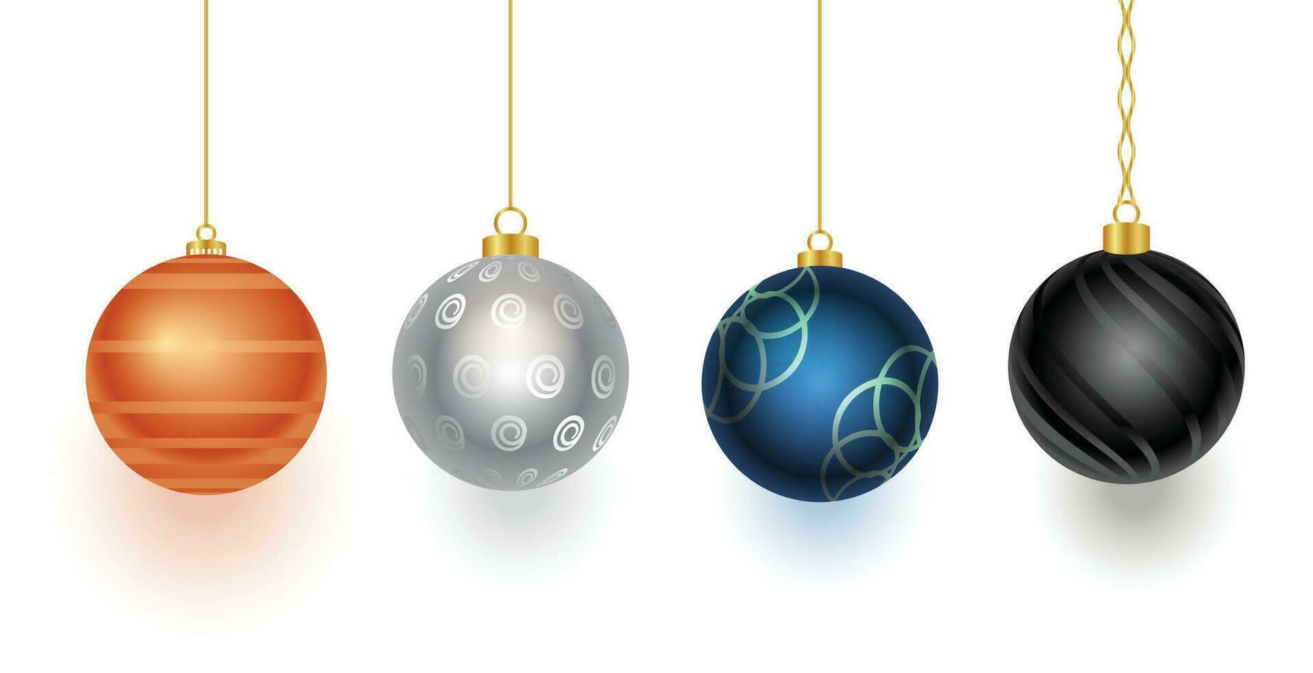 set of four christmas bauble design for xmas decoration vector