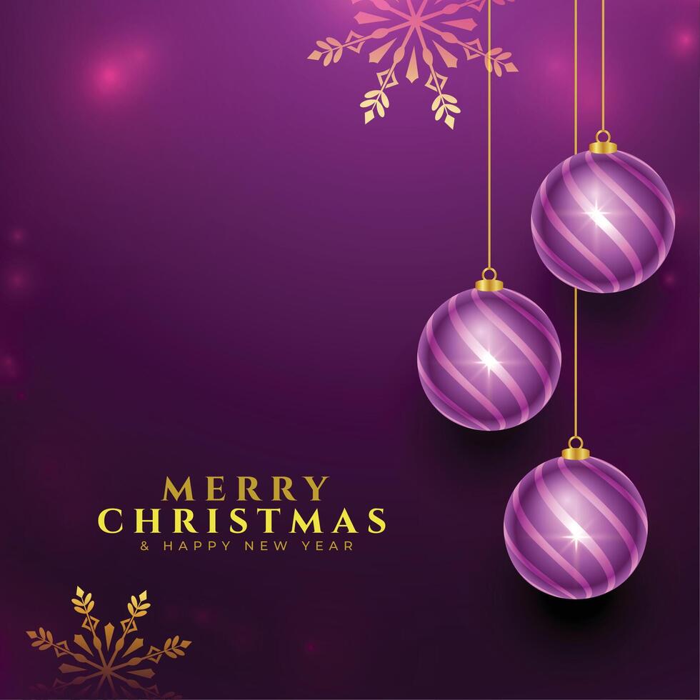 merry christmas purple background with xmas element design vector