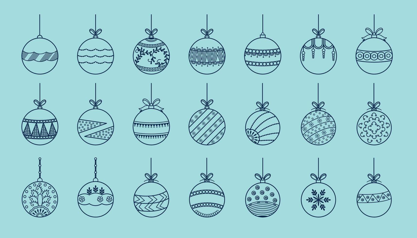 conjunto de Navidad pelota diseño en línea estilo vector