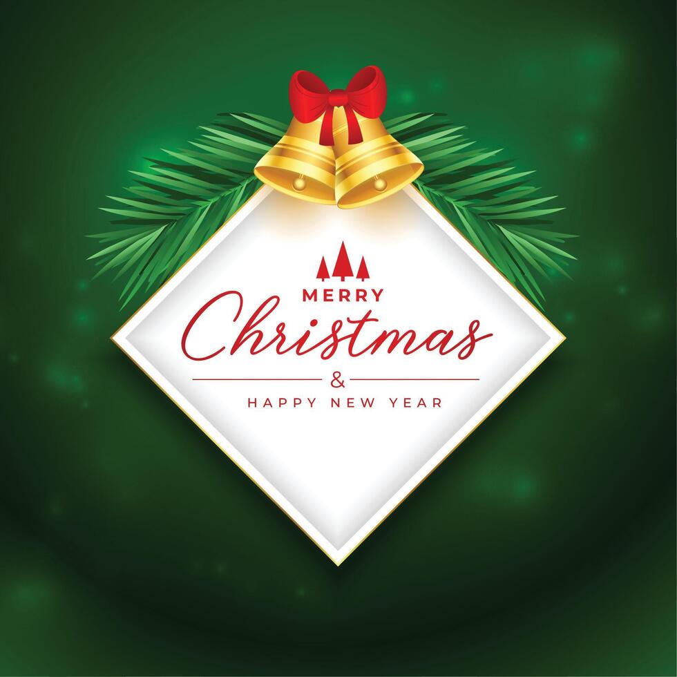 merry christmas celebration banner with jingle and fir design vector