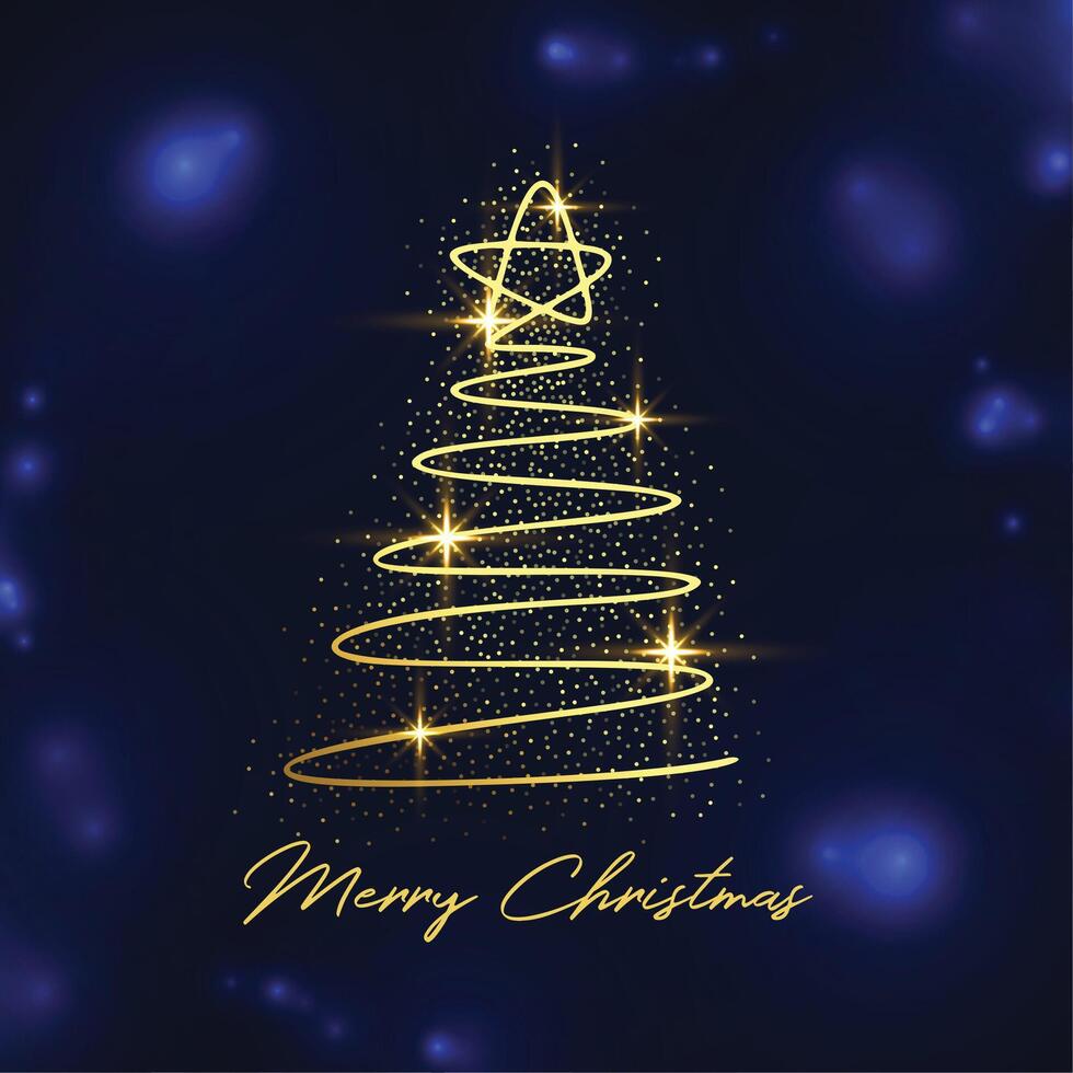 merry christmas shiny background with sparkling xmas tree vector