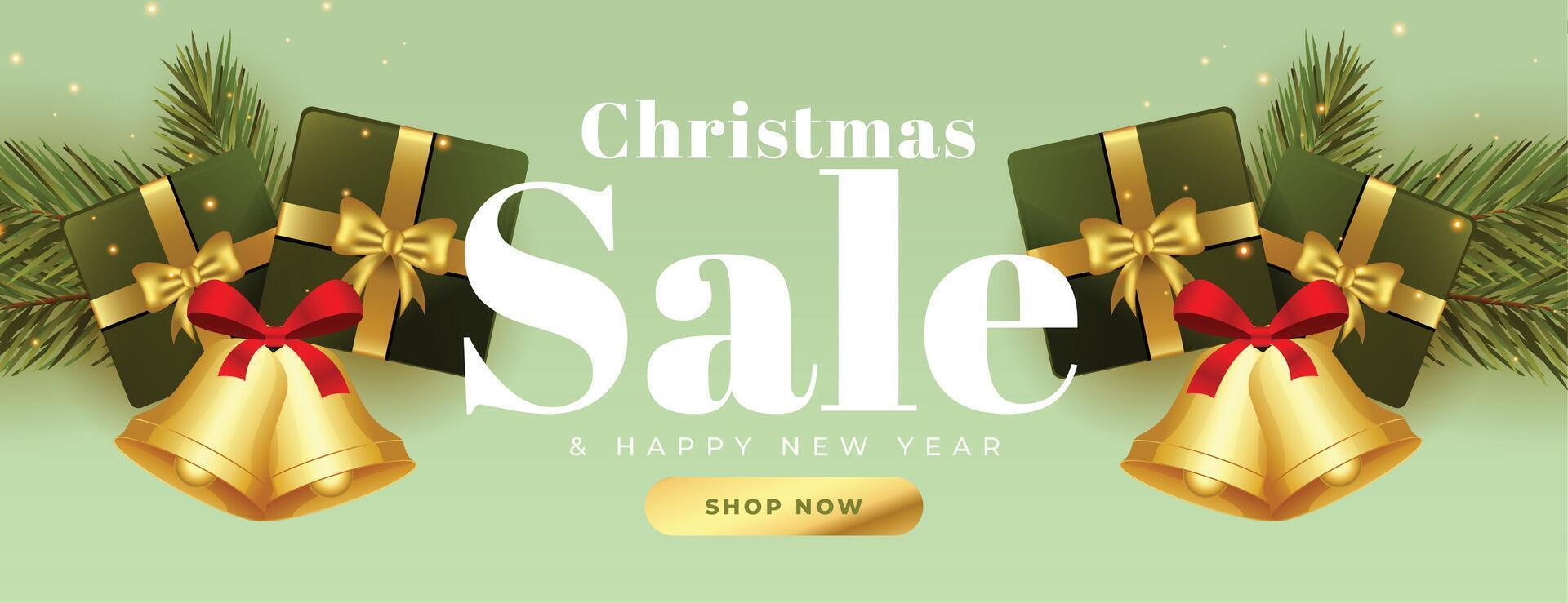 big christmas sale shopping banner with 3d elements design vector