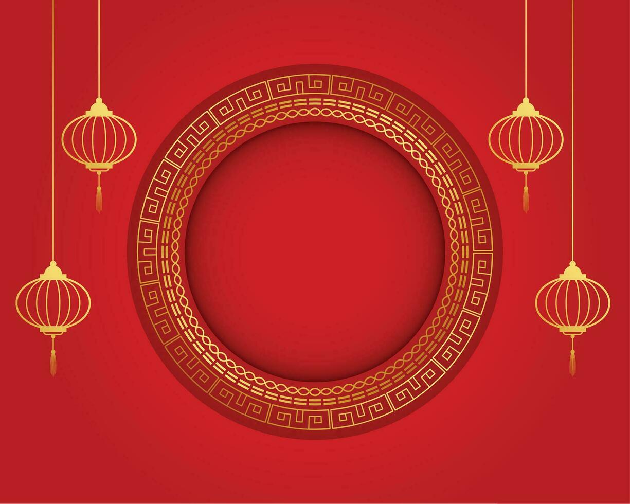 traditional chinese red background with image and text space vector