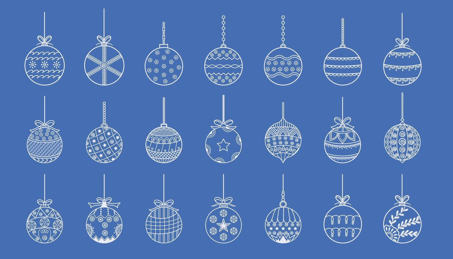 paquete de dorado Navidad chuchería adornos diseño en línea estilo vector