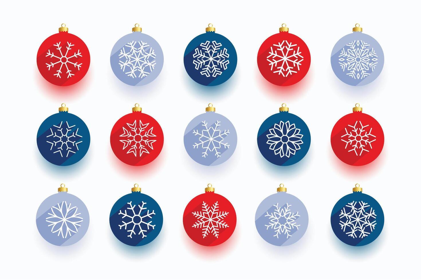 pack of artistic style christmas bauble icons design vector