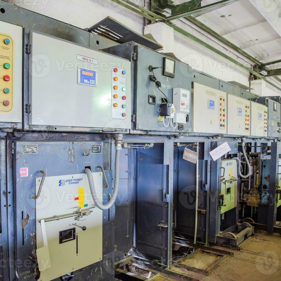 Electrical switchboard pumping station. Control units and electr photo