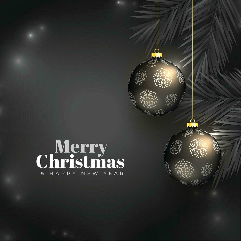 realistic merry christmas black greeting background design vector