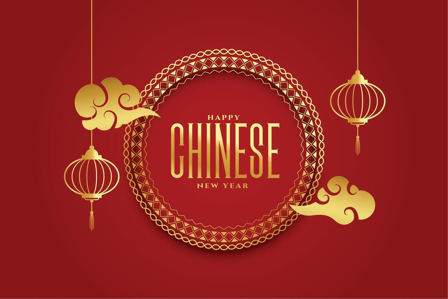 happy chinese new year traditional background with cloud and lamp vector