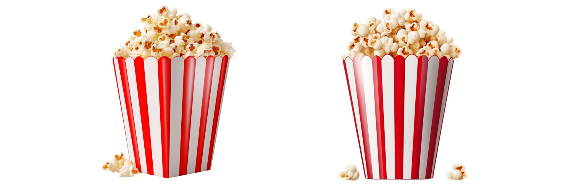 AI generated Striped popcorn bag full of popcorn isolated on transparent background png
