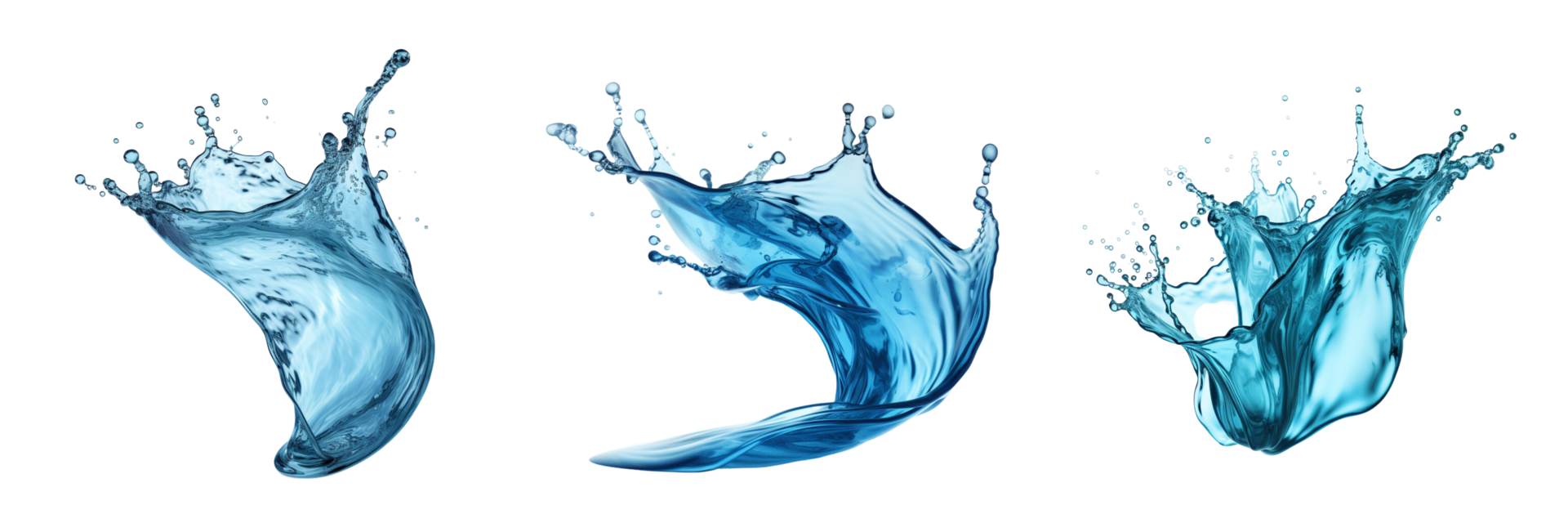 AI generated set of water liquid splash on transparent background png