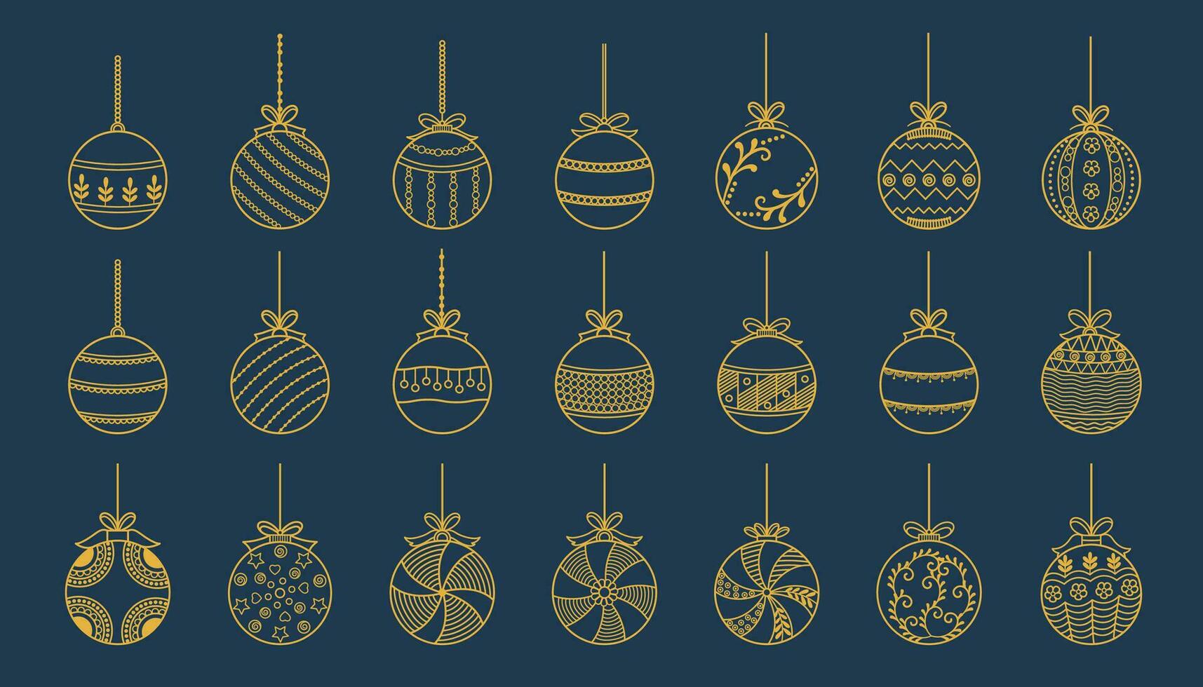 grande conjunto de dorado Navidad chuchería símbolos diseño para Navidad decoración vector