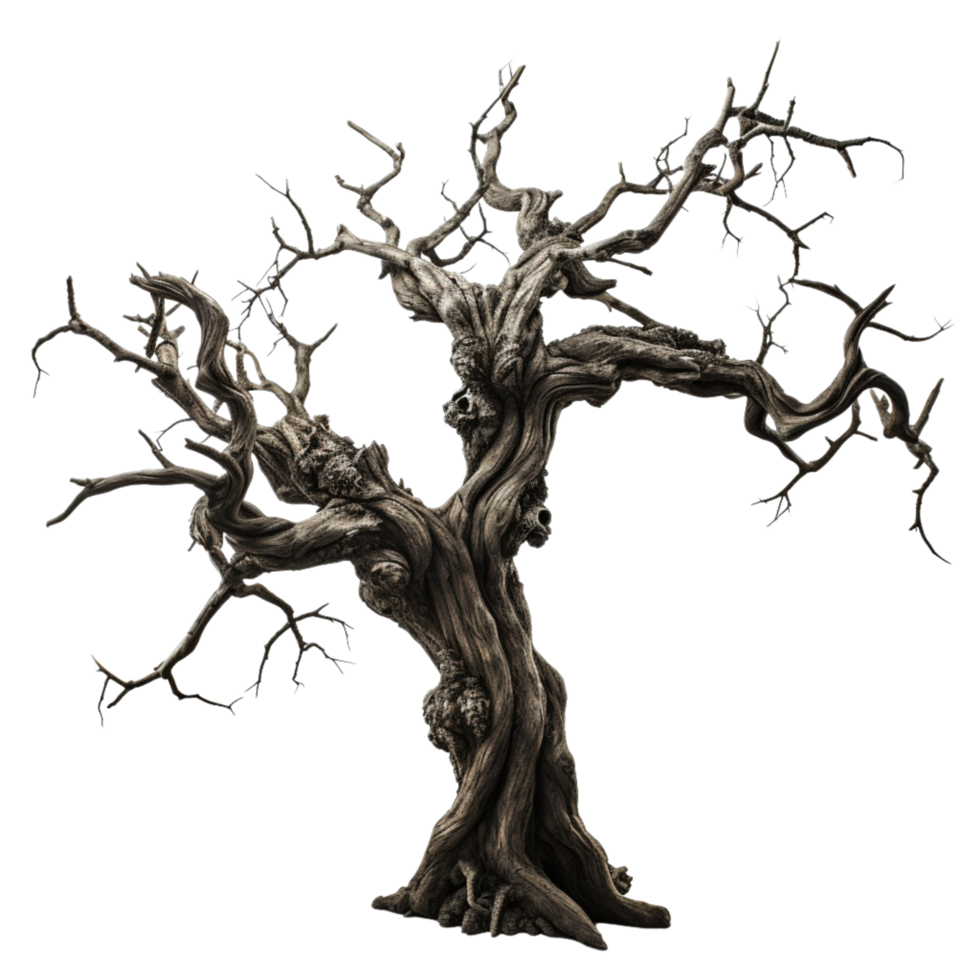 AI generated creepy dead tree Isolated on transparent background png