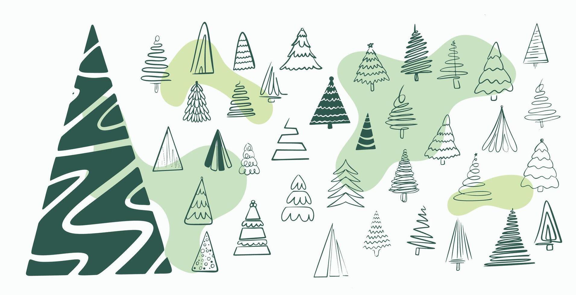set of hand drawn christmas tree ornaments design vector