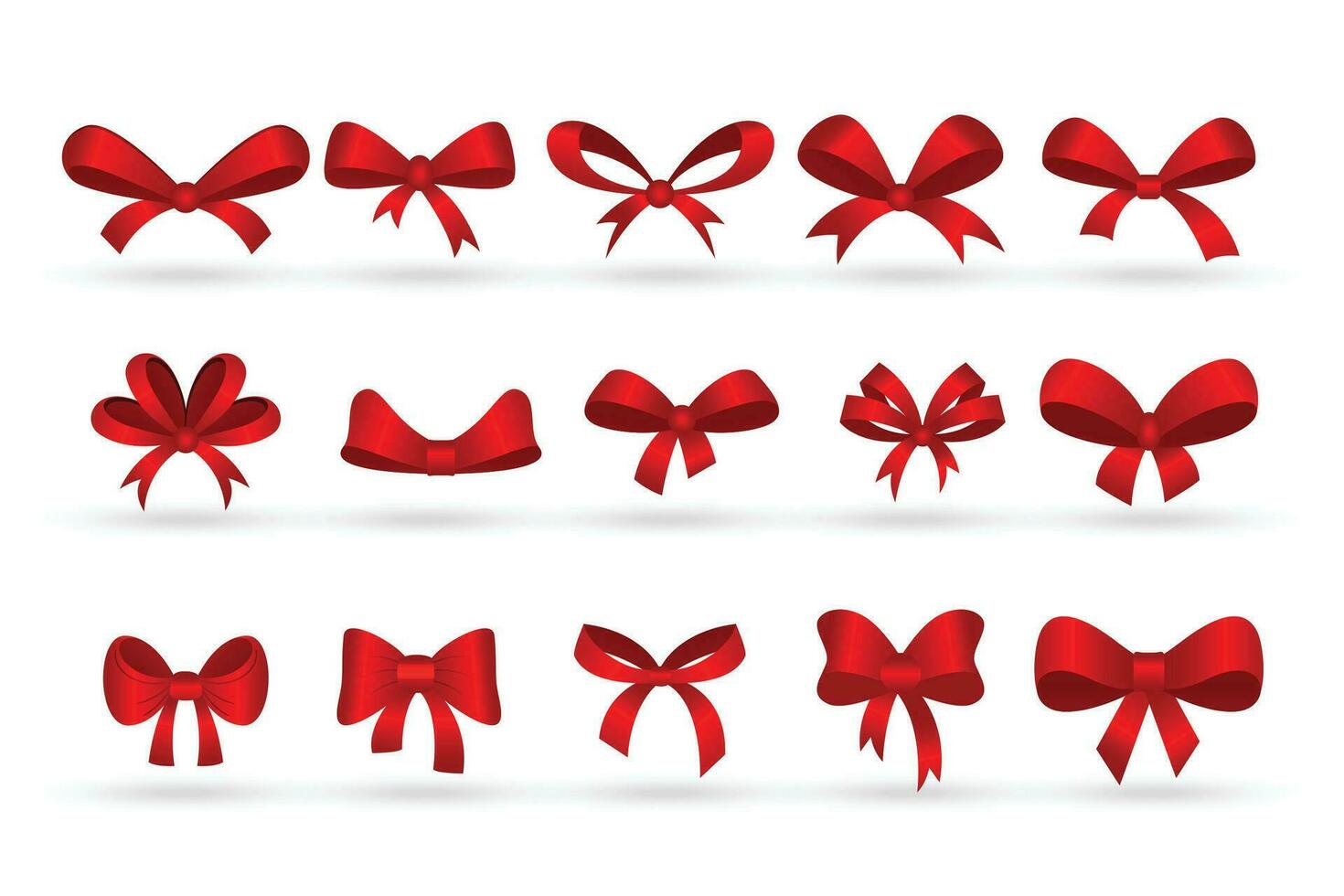 set of decorative red bows symbols design for christmas present box vector