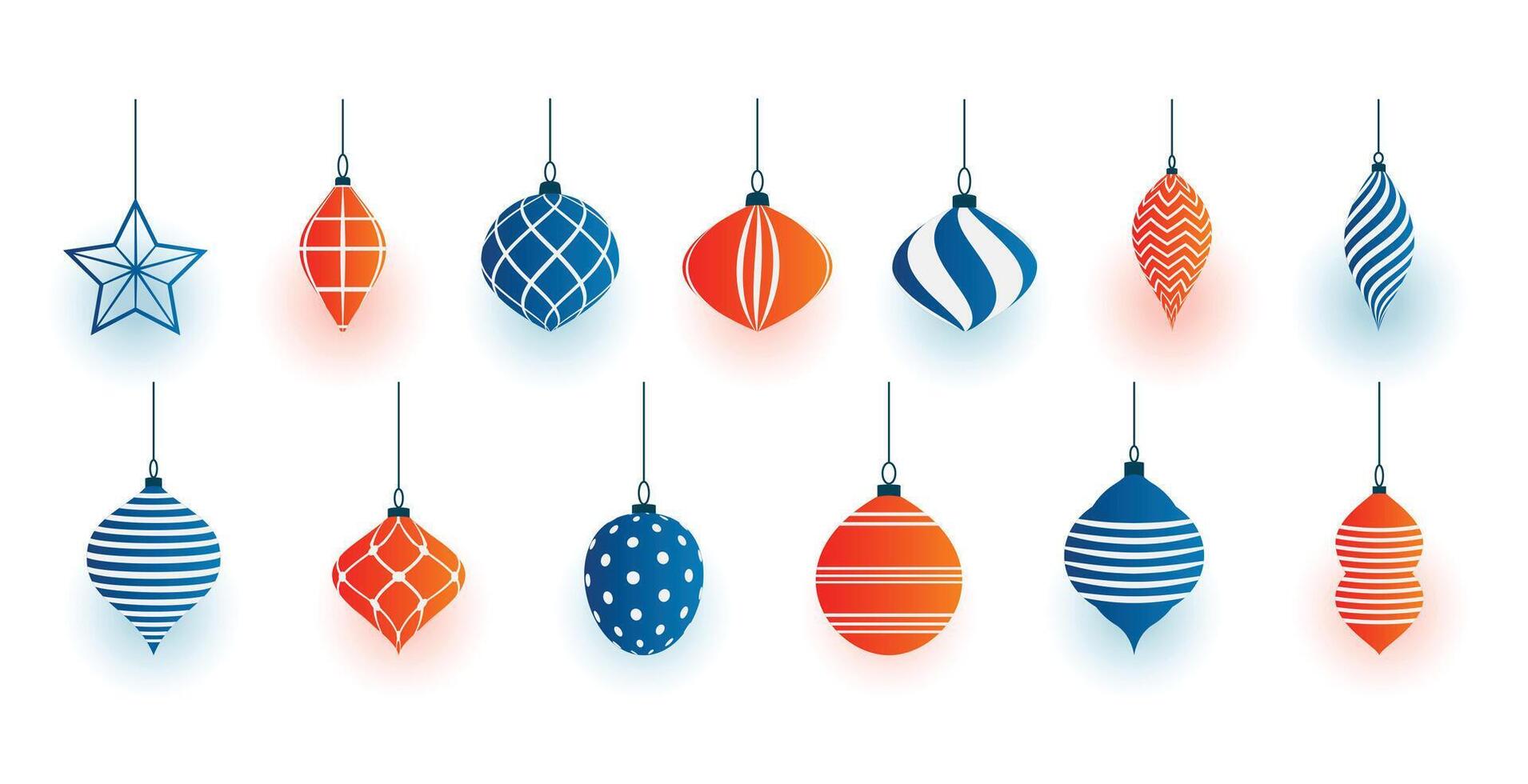 collection of decorative christmas bauble elements in different design vector