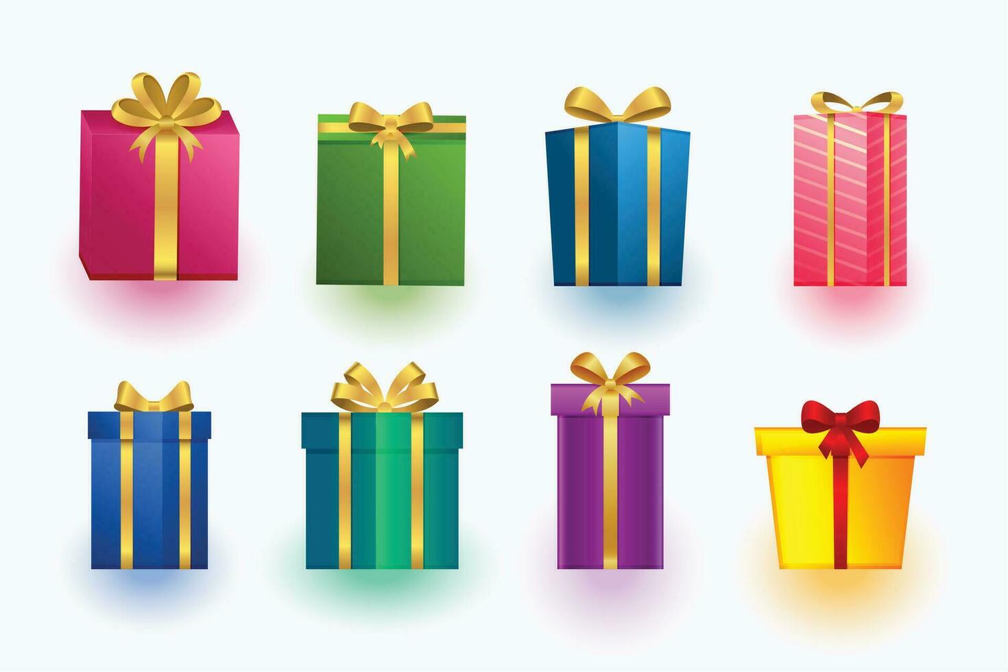 collection of realistic present gift boxes for chrismtas or birthday vector