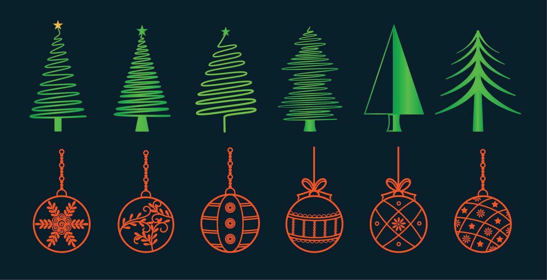 collection of christmas decorative elements in doodle style vector