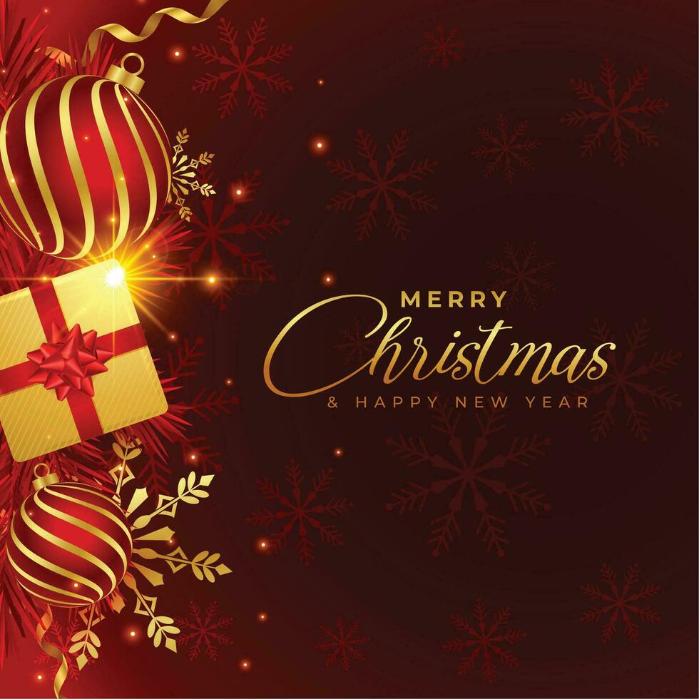 merry christmas holiday greeting with realistic elements vector