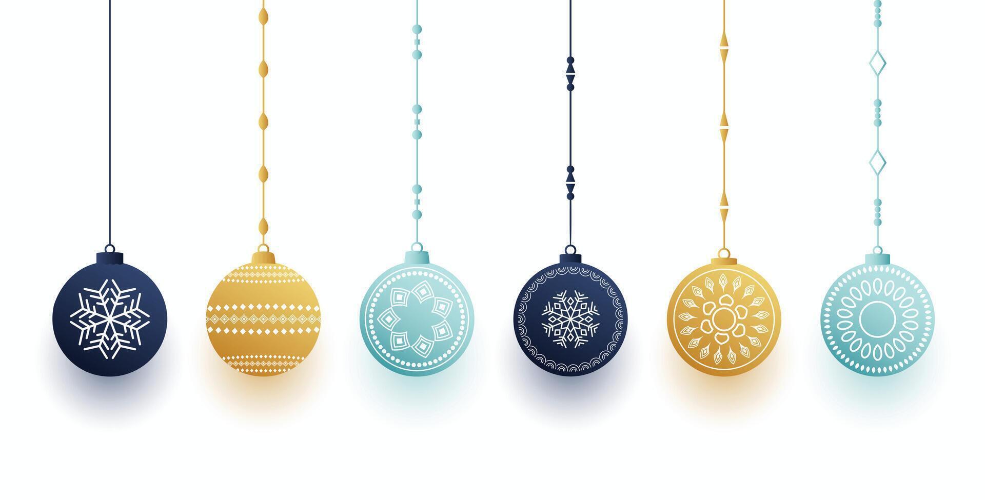 set of christmas bauble elements in artistic design vector