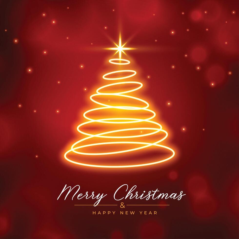 merry christmas tree design made with neon circular rings vector