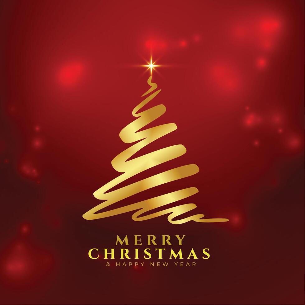 premium christmas tree red background with golden text vector