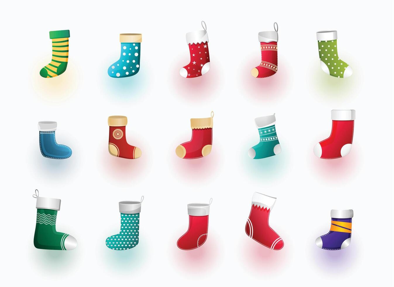 conjunto de 3d calcetines ornamnets diseño para Navidad decoración vector