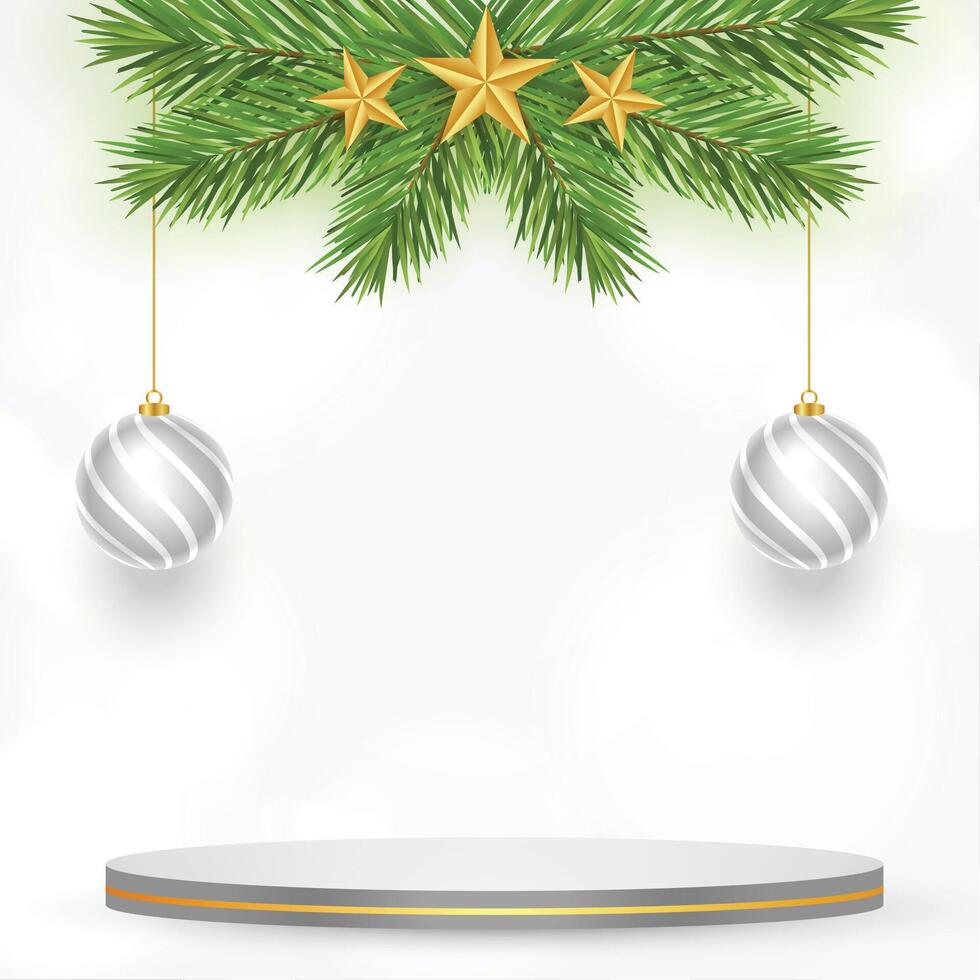 3d podium design with isolated xmas elements vector design