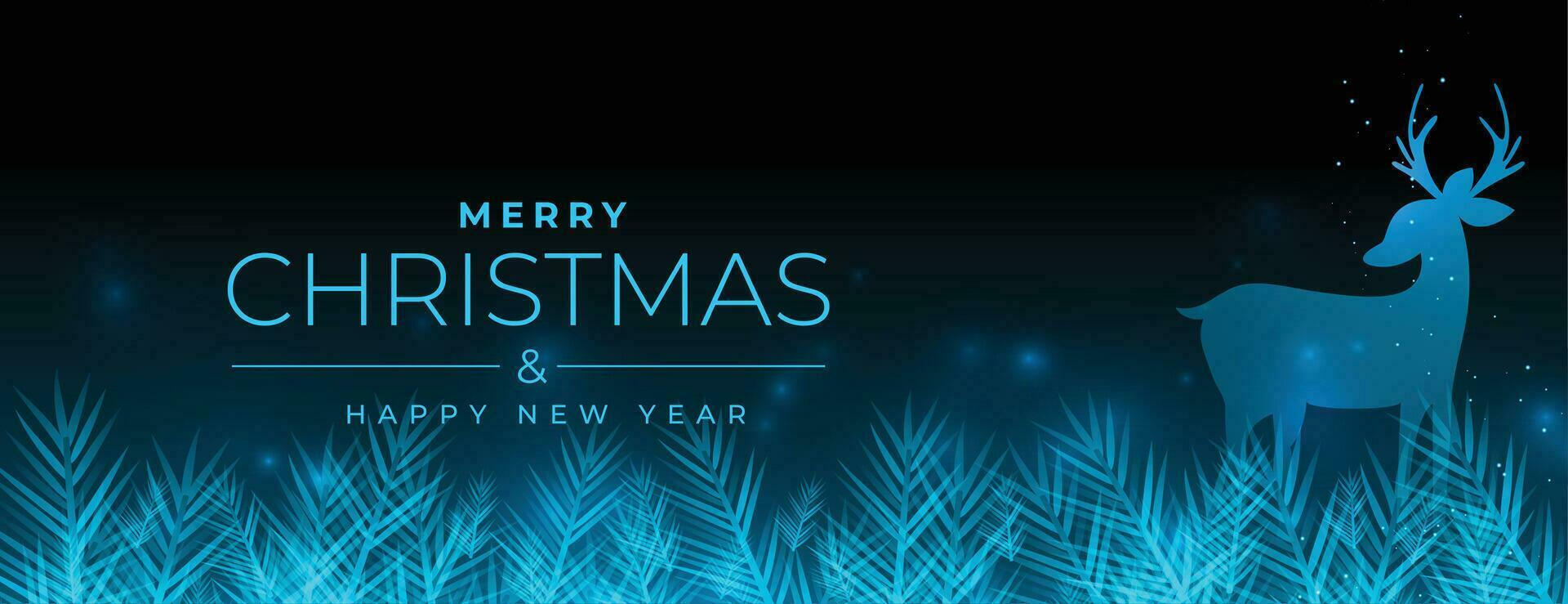 merry christmas and new year banner with deer and grass vector