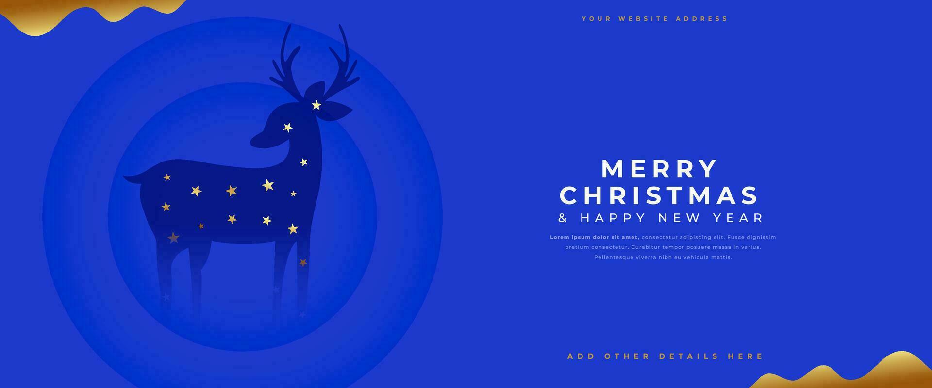 merry christmas and new year eve celebration banner with reindeer design vector