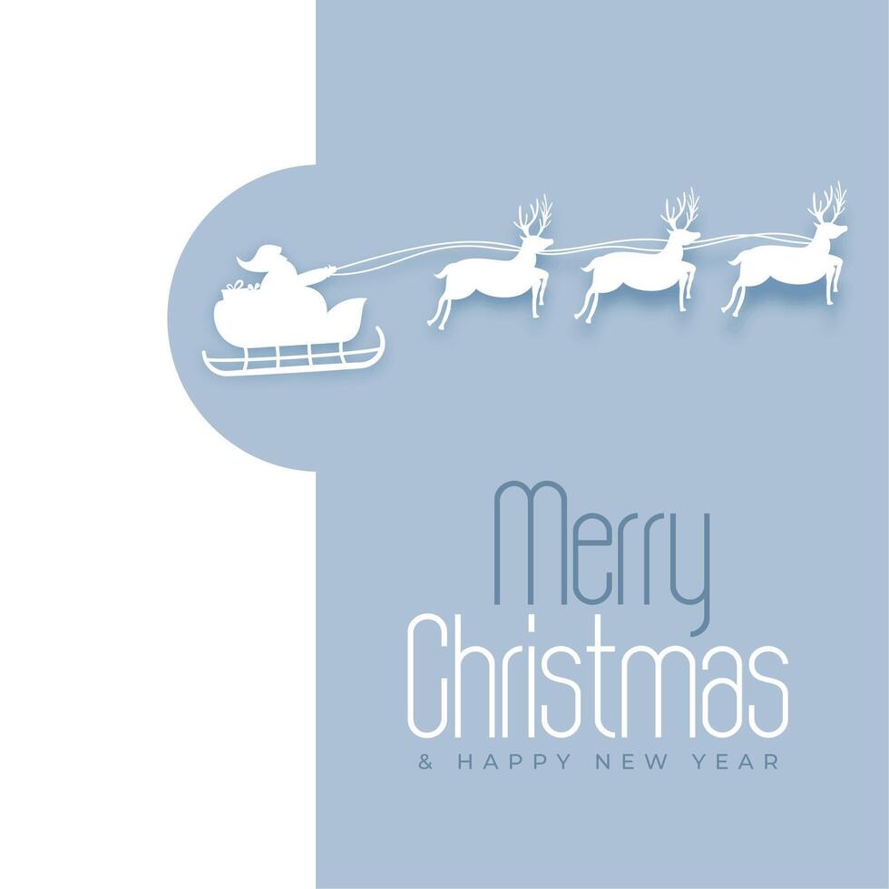 elegant merry christmas invitation background with papercut santa sleigh vector