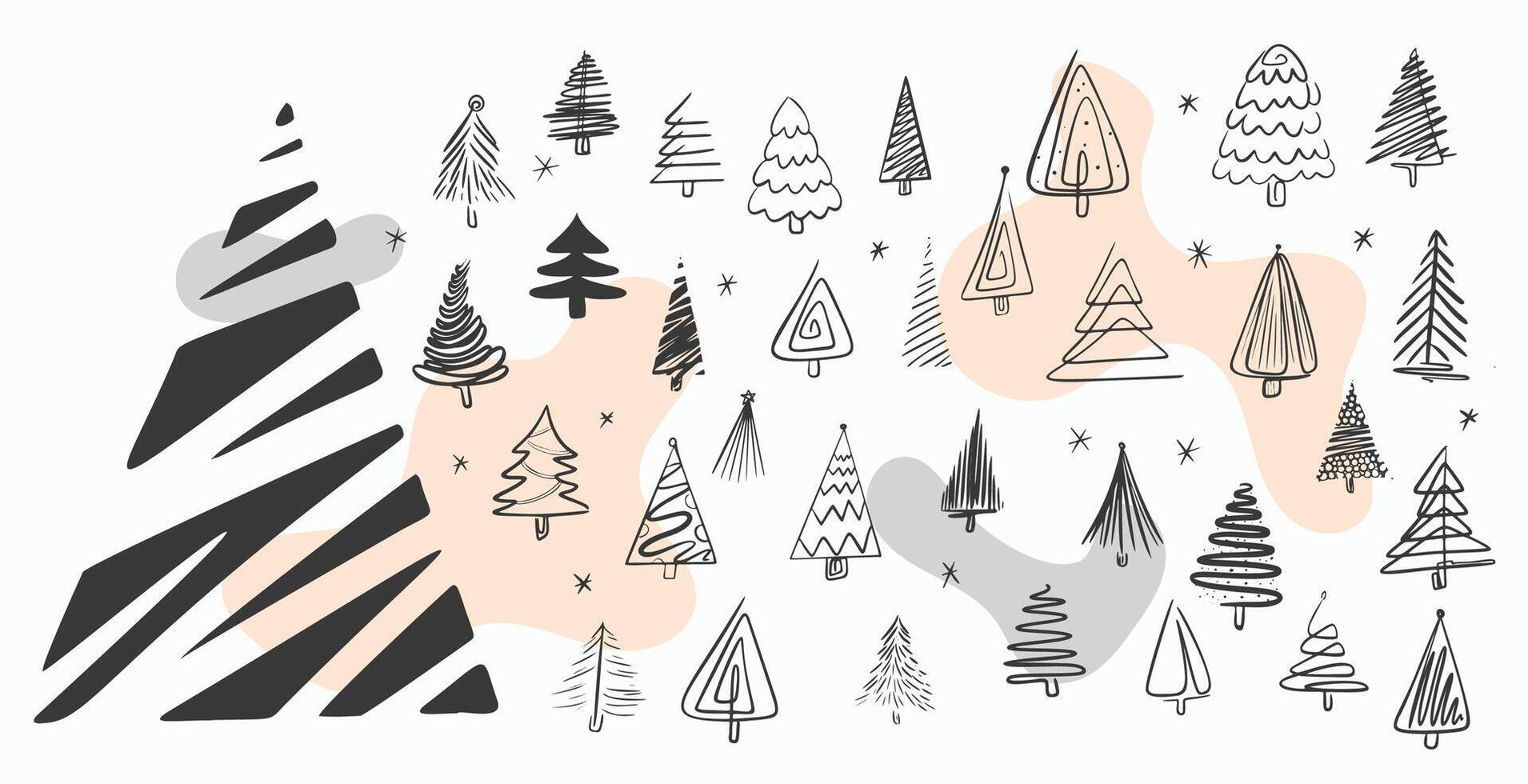 colección de Navidad árbol elementos diseño en mano dibujado estilo vector