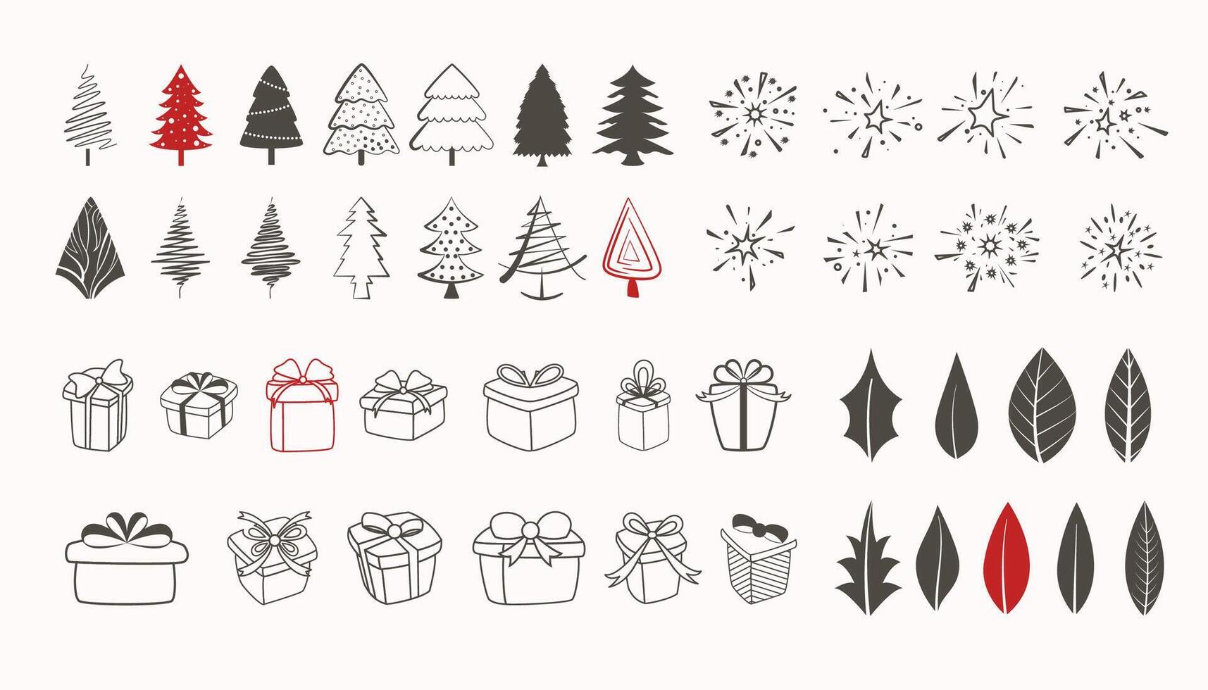 paquete de Navidad festival decorativo elementos en garabatear estilo vector
