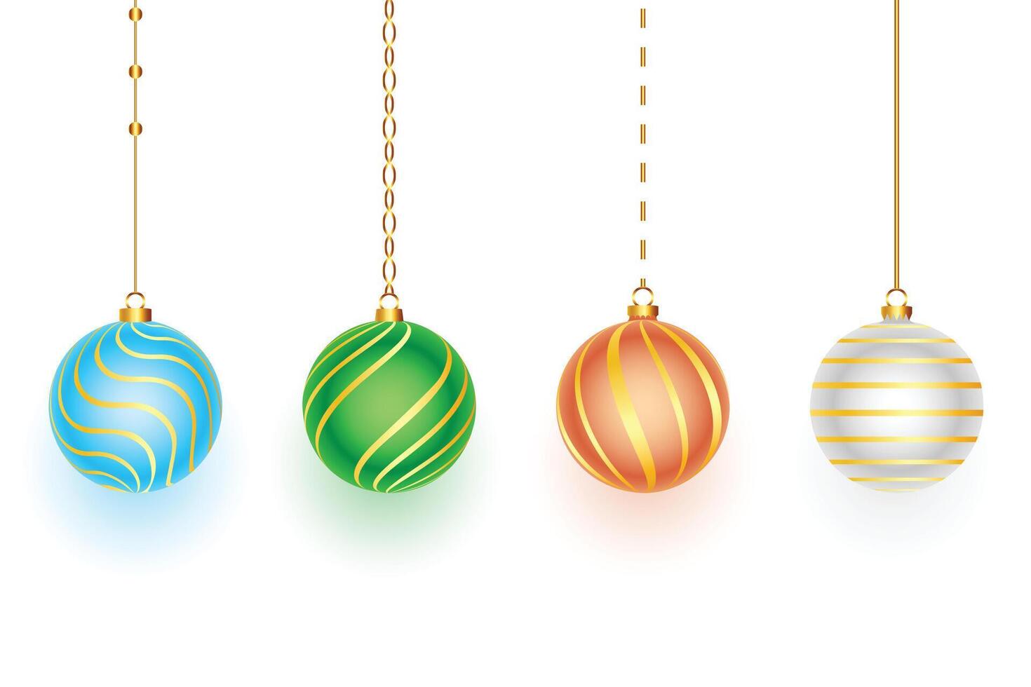 realistic isolated christmas bauble design in set of four vector