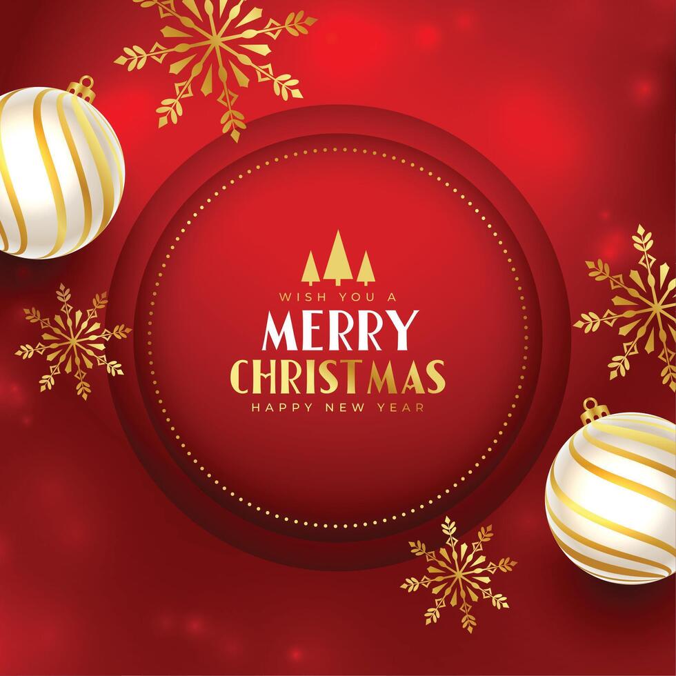 merry christmas and new eve background with bauble and snowflake design vector