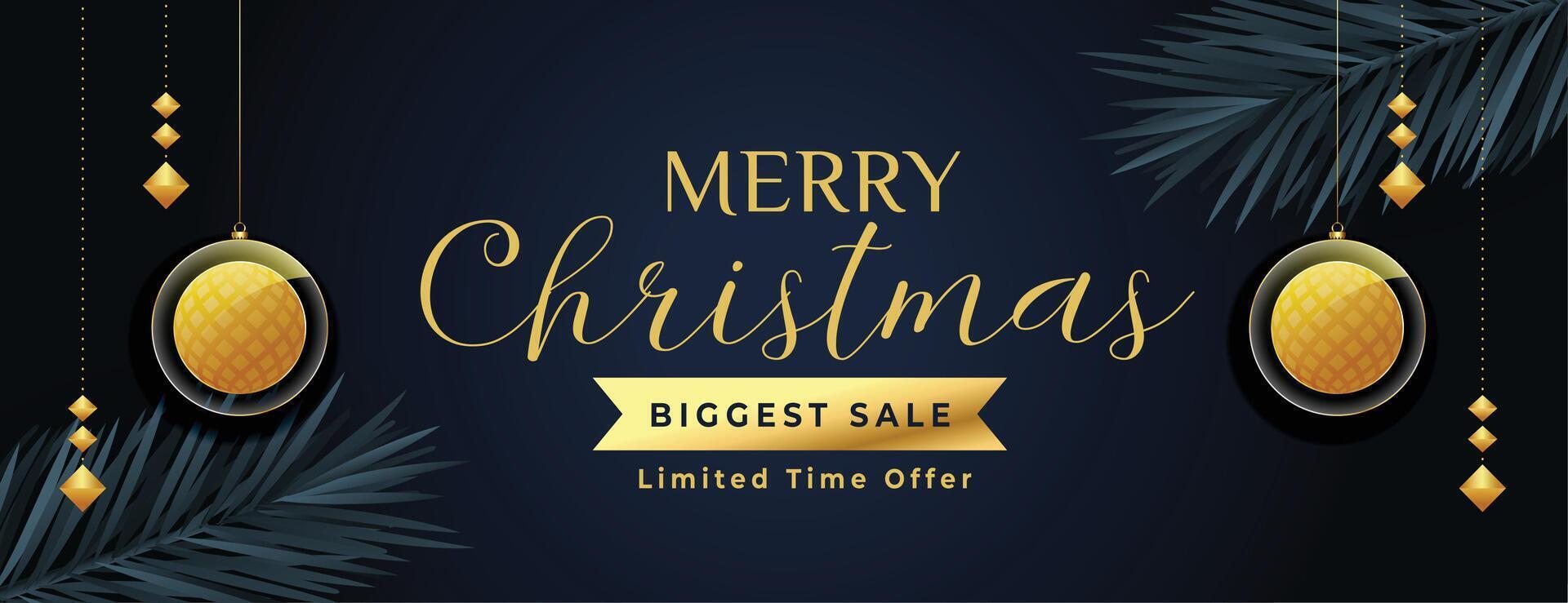 lovely christmas greeting sale banner decorative golden design vector