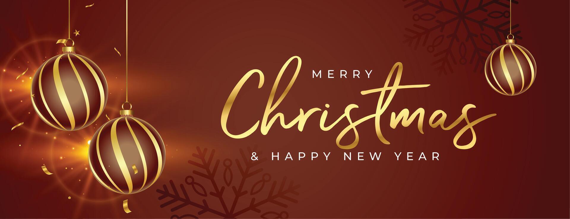 Navidad y nuevo año fiesta festival bandera en hermosa marrón y dorado color vector