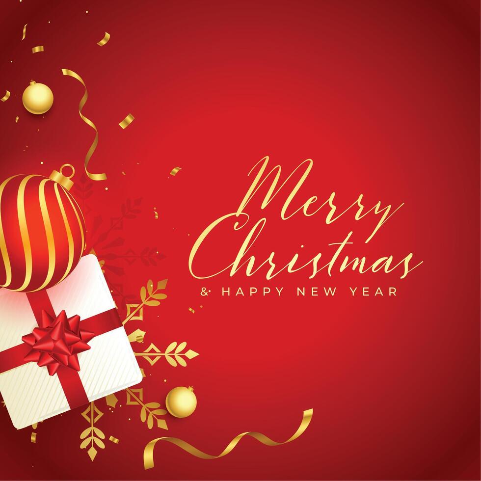 3d realistic merry christmas red background design vector