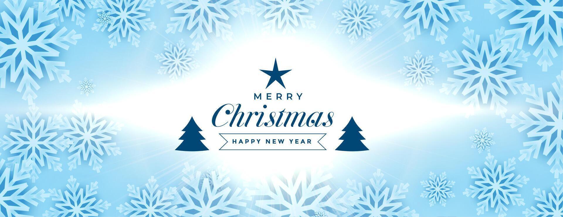 merry christmas blue snowflakes stylish banner design vector