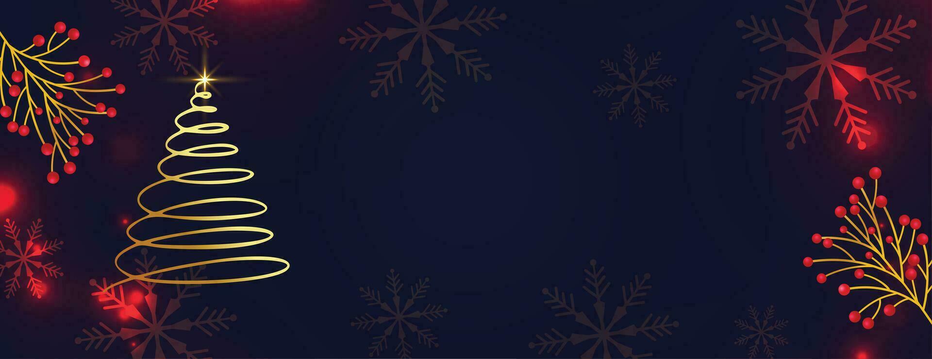 merry christmas banner with abstract xmas tree and holly berry vector