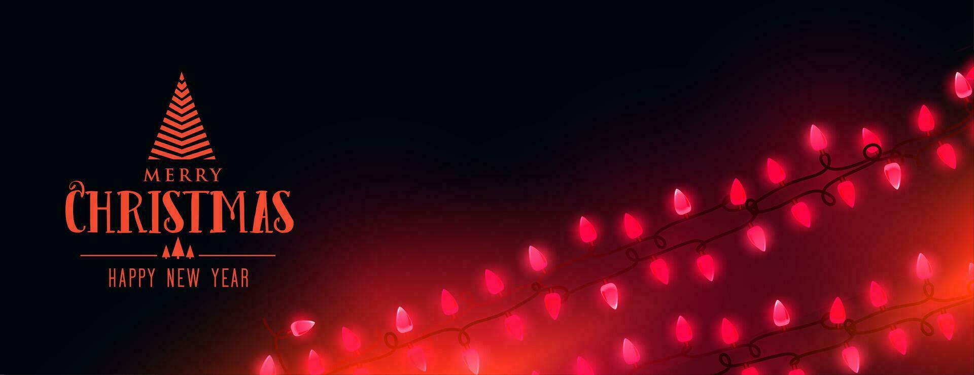 merry christmas red decorative lights banner vector