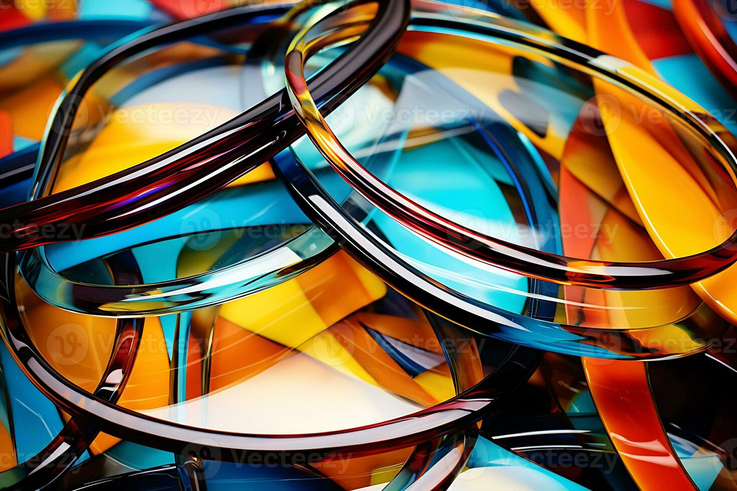 AI generated Vibrant Chromatic Loops. Abstract Color Fusion. Horizontal illustration photo