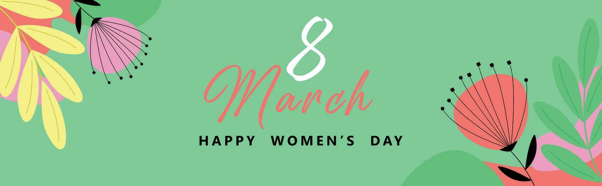 From March 8th. Congratulations on International Women's Day, banner. vector