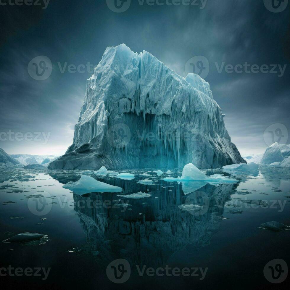 AI generated Beautiful iceberg in ocean water, frozen beauty and natural wonder photo