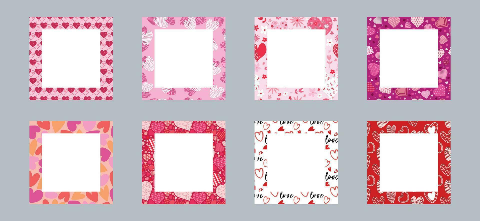 A set of frames with hearts for Valentine's Day, for a wedding. vector