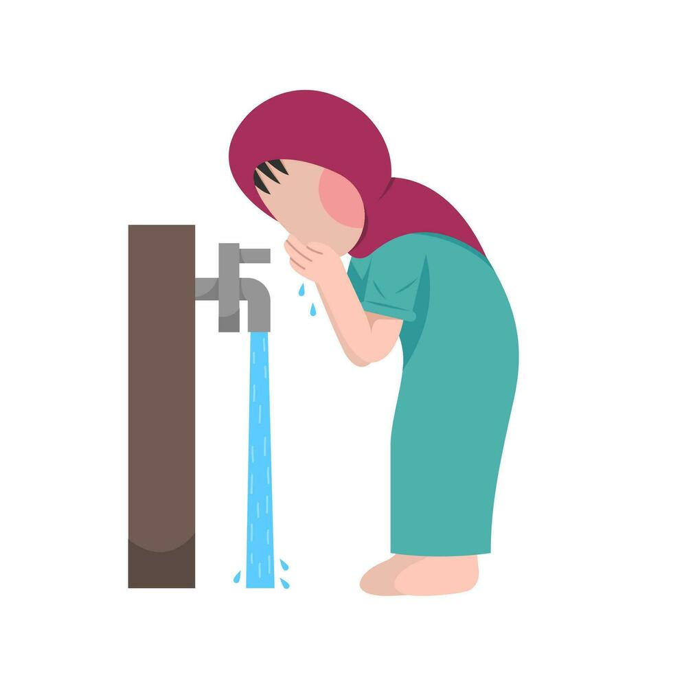 Muslim Girl Doing Ablution Step vector