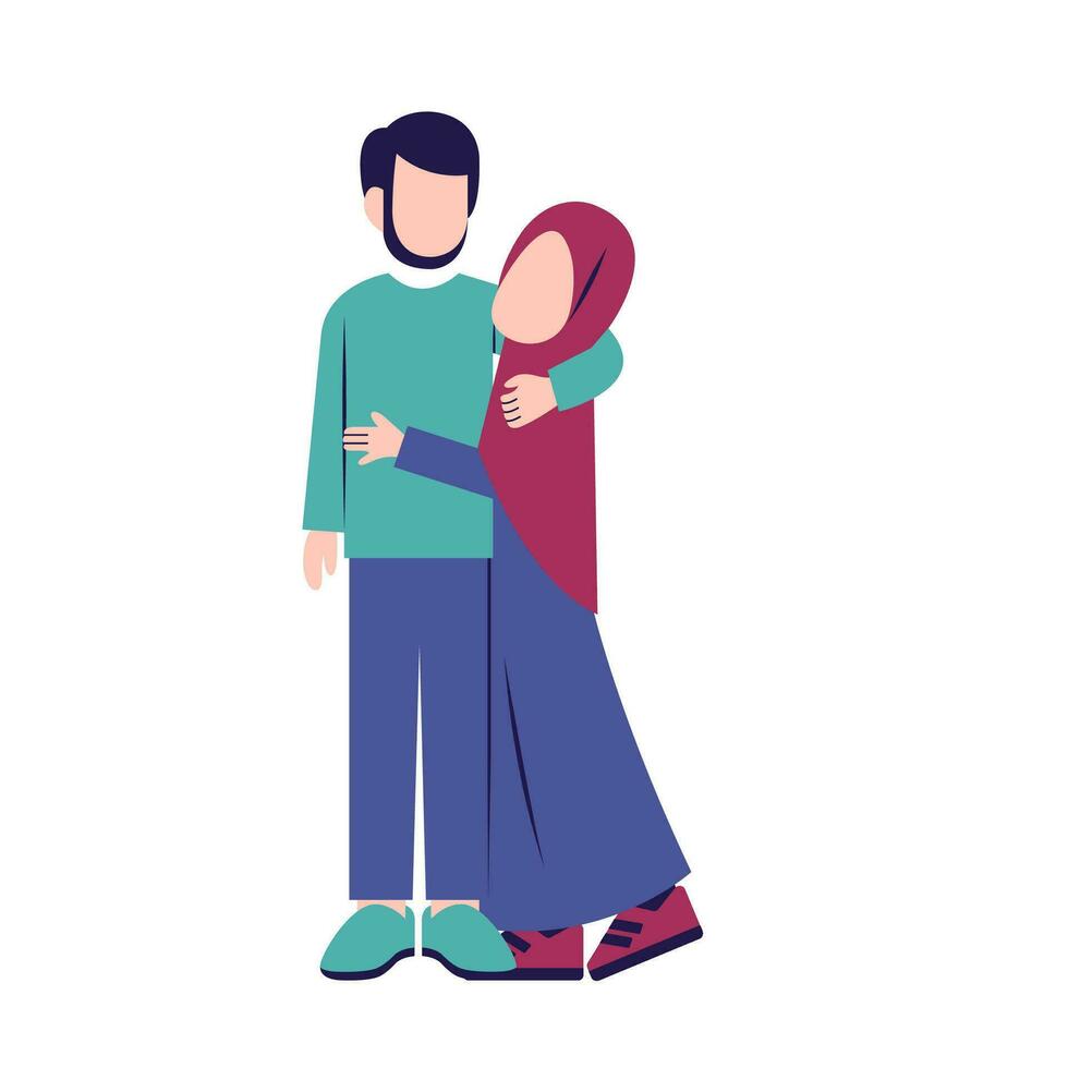 Illustration Of Romantic Muslim Couple vector