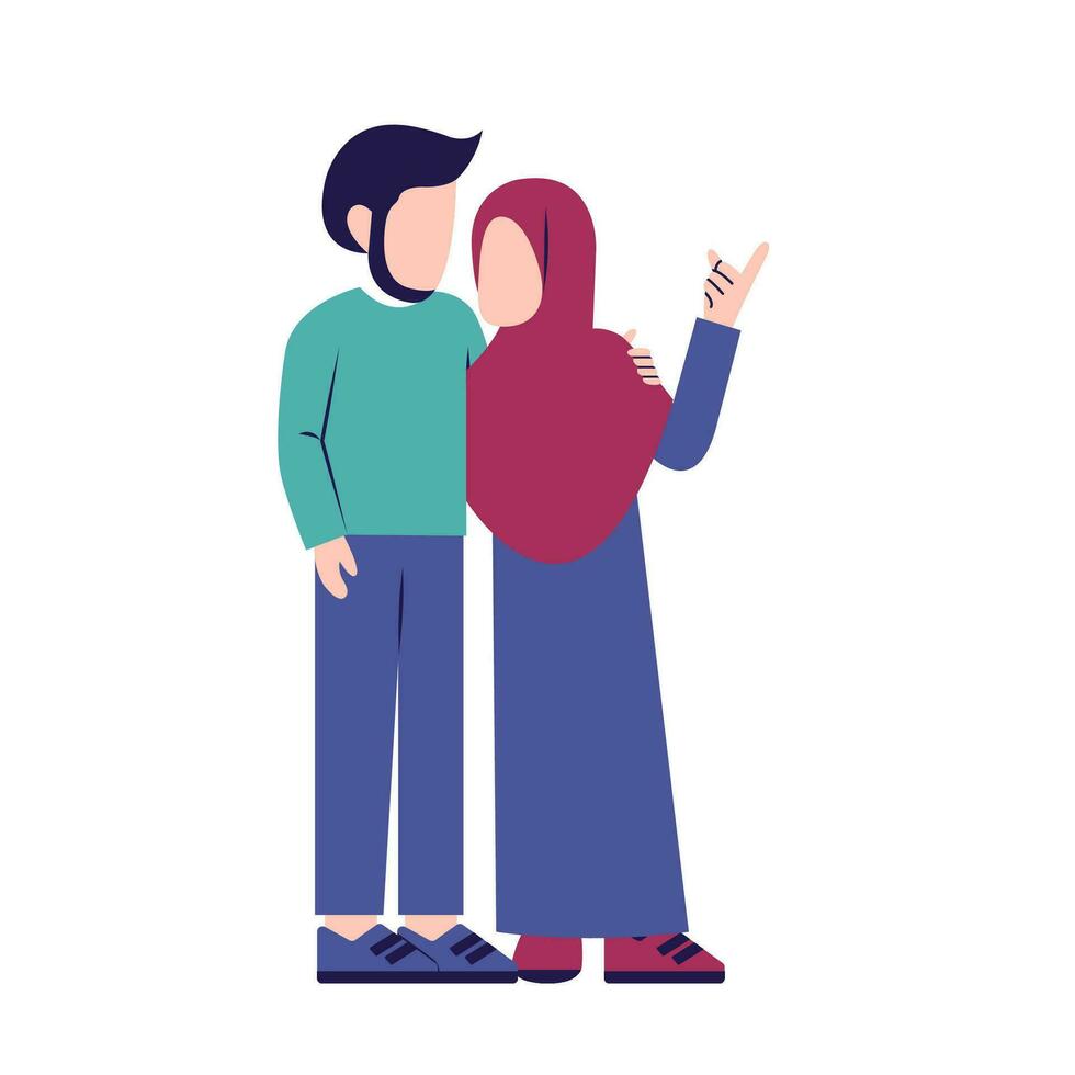 Illustration Of Romantic Muslim Couple vector